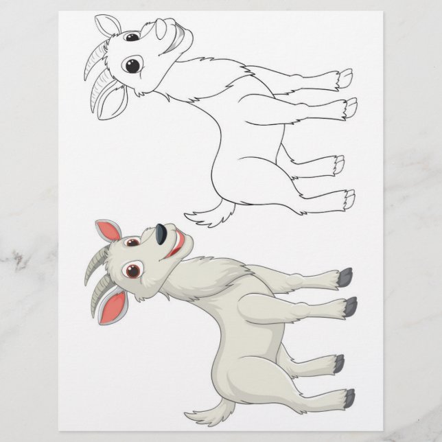 Cute goat coloring page (Front)