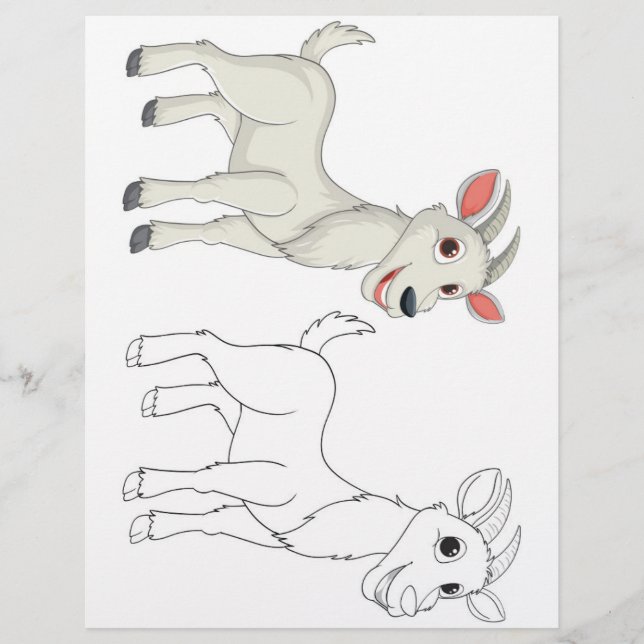 Cute goat coloring page (Front)