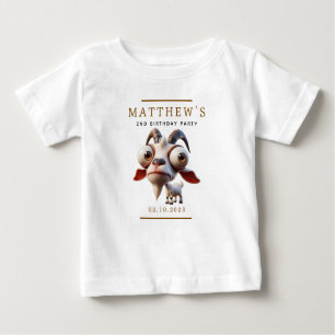 Cute Goat Farm Animals 2nd Birthday Party Baby T-Shirt