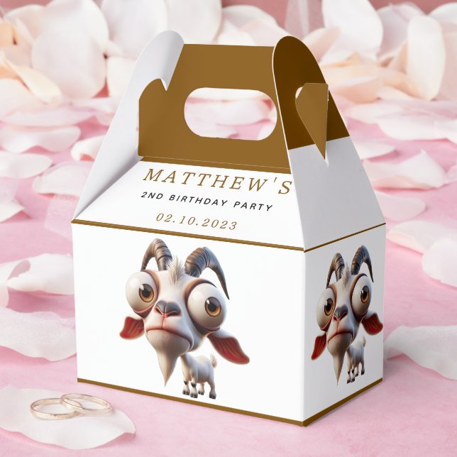 Cute goat Farm Animals 2nd Birthday Party Favor Boxes (Wedding)