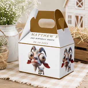 Cute goat Farm Animals 2nd Birthday Party Favor Boxes