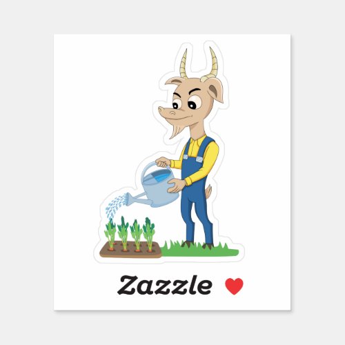 Cute goat Gardener cartoon Sticker