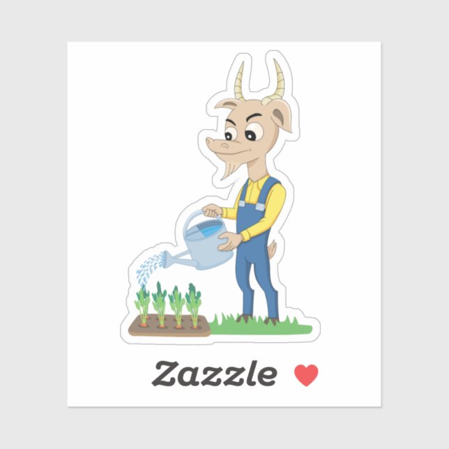 Cute goat Gardener cartoon Sticker (Sheet)