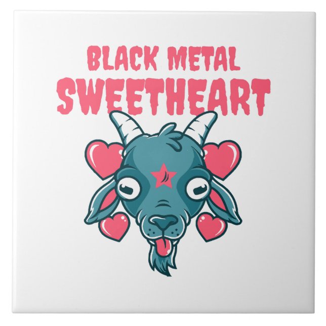  cute goat head baphomet ceramic tile (Front)