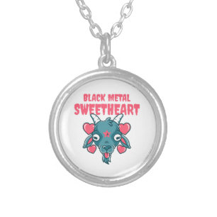  cute goat head baphomet silver plated necklace