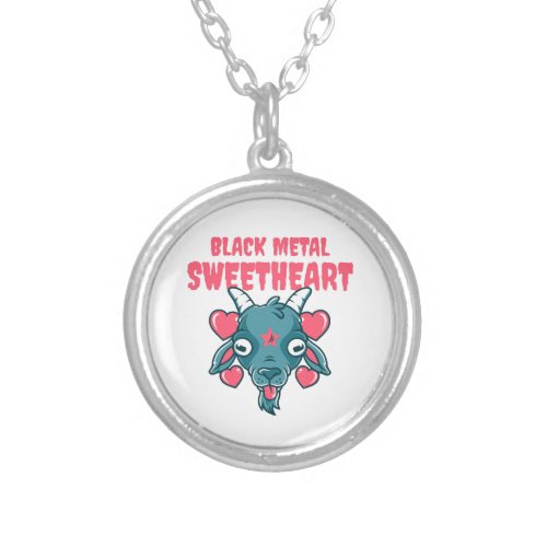 cute goat head baphomet silver plated necklace