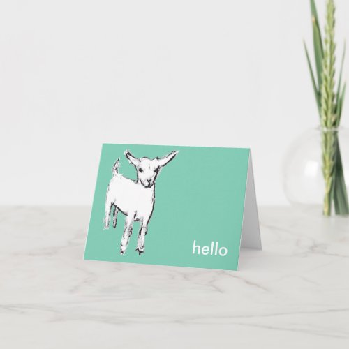 Cute goat Hello notecard