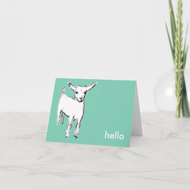 Cute goat Hello notecard (Front)