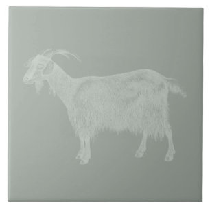 Cute Goat Illustrated Art CUSTOM COLOR Ceramic Tile