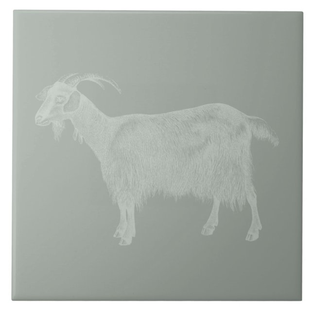 Cute Goat Illustrated Art CUSTOM COLOR Ceramic Tile (Front)