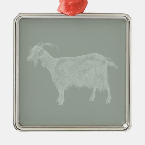 Cute Goat Illustrated Art CUSTOM COLOR Metal Ornament