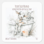 Cute Goat in a Bath  Goatmilk Soap Square Sticker