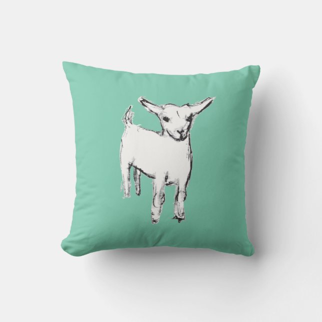 Cute goat kid throw pillow (Front)