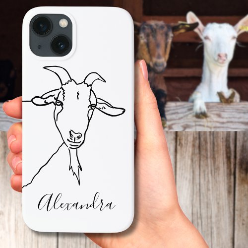 Cute Goat minimalist Black and white add Name iPhone 13 Case