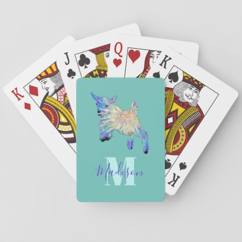 Cute Goat Monogram Playing Cards