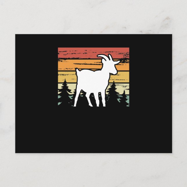 Cute goat on retro vintage postcard (Front)