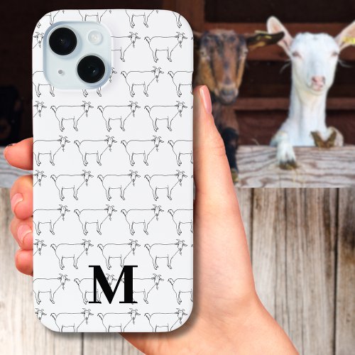 Cute Goat Pattern Black and White iPhone 15 Case