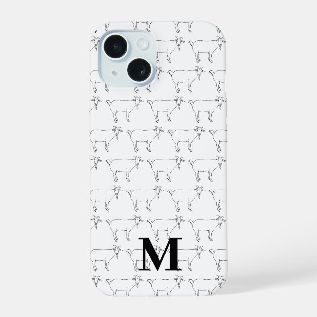 Cute Goat Pattern Black and White Iphone Case (Back)