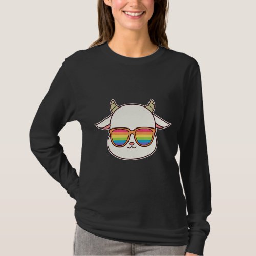 Cute Goat Pride Flag Rainbow Sunglasses Lgbtq T_Shirt