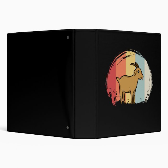 Cute Goat Retro 3 Ring Binder (Background)