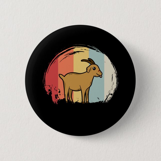 Cute Goat Retro Button (Front)