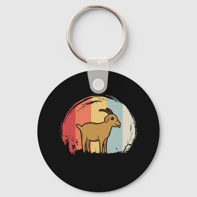Cute Goat Retro Keychain (Front)