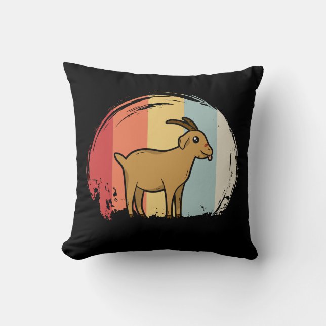 Cute Goat Retro Throw Pillow (Front)