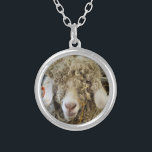 CUTE GOAT SILVER PLATED NECKLACE<br><div class="desc">A fun photographic design of a beautiful angora goat.</div>