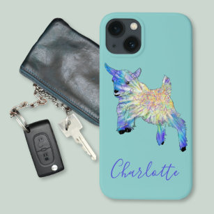 Cute Goat Teal Personalize iPhone 13 Case