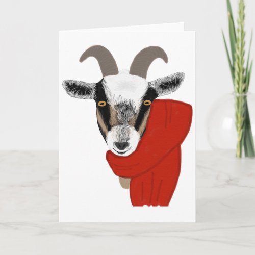 Cute Goat Wearing a Scarf Holiday Card