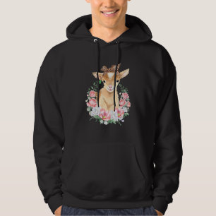 Cute Goat With Leopard Headband Boho Flower Cute G Hoodie