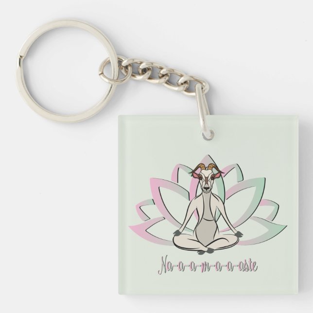CUTE GOAT YOGA | Namaste GetYerGoat™ Keychain (Front)
