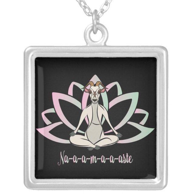 CUTE GOAT YOGA | Namaste GetYerGoat™ Silver Plated Necklace (Front)