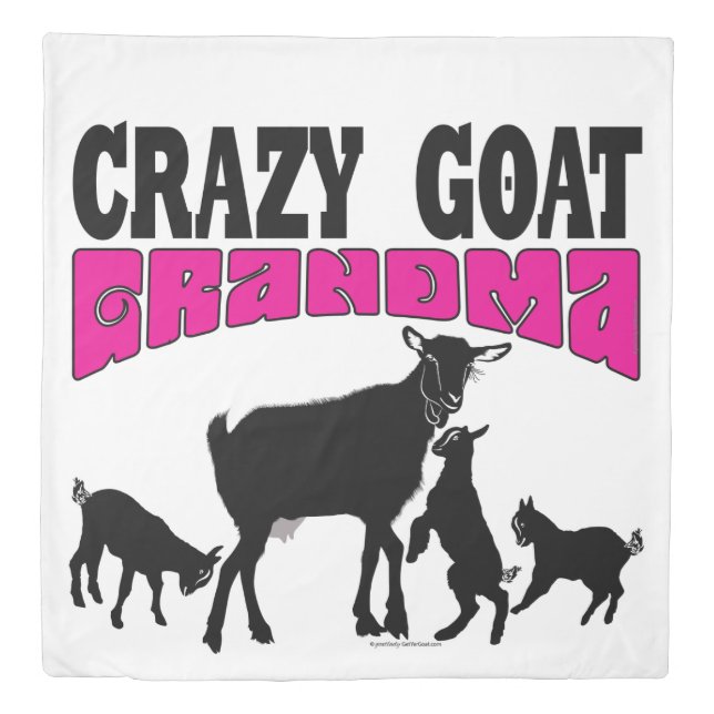 CUTE GOATS | Crazy Goat Grandma Reversible Duvet Cover (Front)