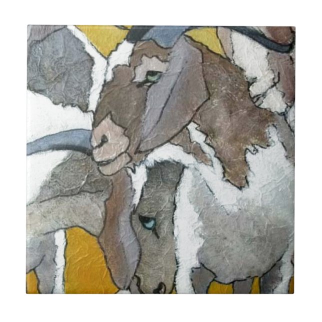 Cute Goats Cuddling Tile (Front)