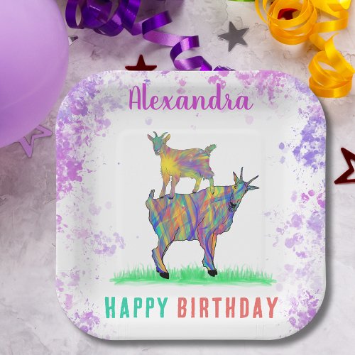 Cute Goats Farm Animal Art Birthday Party Paper Plates