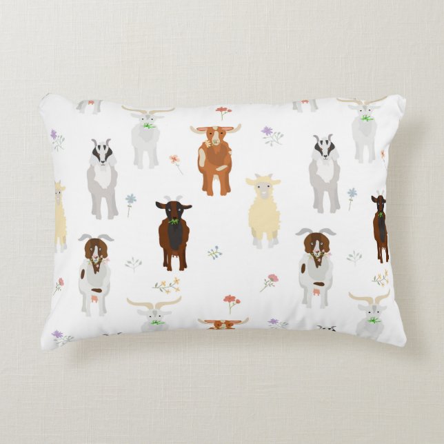 Cute Goats Farm Animals Accent Pillow (Front)