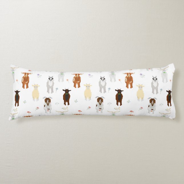 Cute Goats Farm Animals Body Pillow (Front)