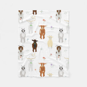 Cute Goats Farm Animals Fleece Blanket