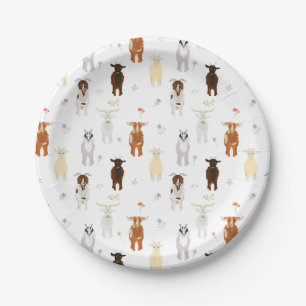 Cute Goats Farm Animals Paper Plates