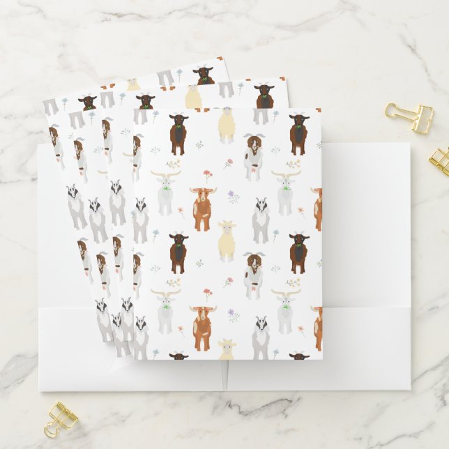 Cute Goats Farm Animals Pocket Folder (In Situ)