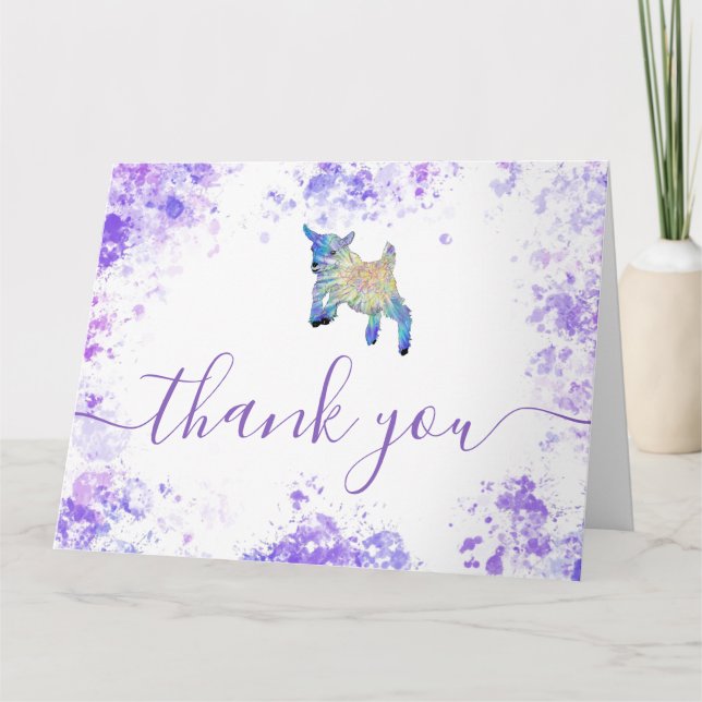 Cute Goats Farm Birthday Party Thank You Card (Front)