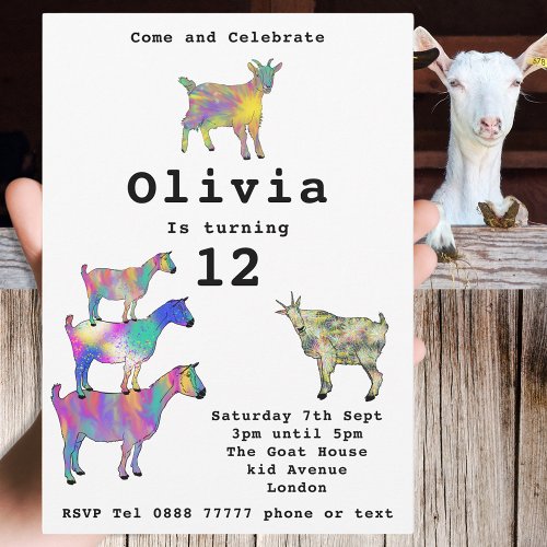 Cute Goats Girls Birthday Party Colorful