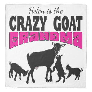 CUTE GOATS   Personalized Crazy Goat Grandma Rever Duvet Cover