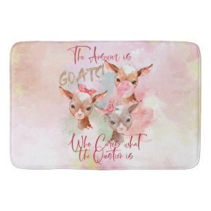 Cute GOATs   Watercolor The Answer is Goats Bath Mat