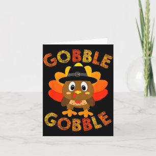 Cute Gobble Gobble Turkey Lgrim Little Boys Thanks Card