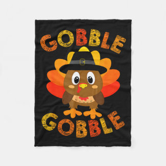 Cute Gobble Gobble Turkey Lgrim Little Boys Thanks Fleece Blanket