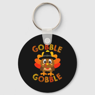 Cute Gobble Gobble Turkey Lgrim Little Boys Thanks Keychain