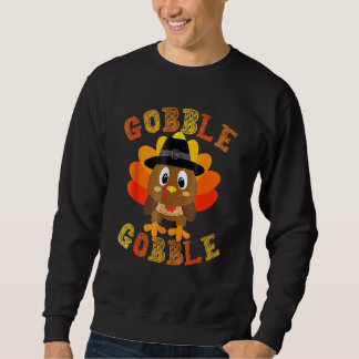 Cute Gobble Gobble Turkey Pilgrim Little Boys Than Sweatshirt