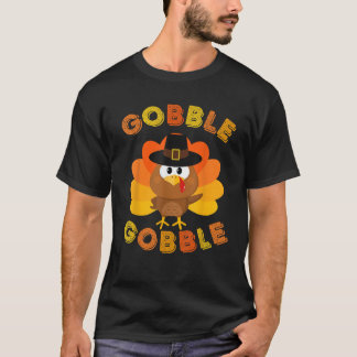 Cute Gobble Gobble Turkey Pilgrim Little Boys Than T-Shirt